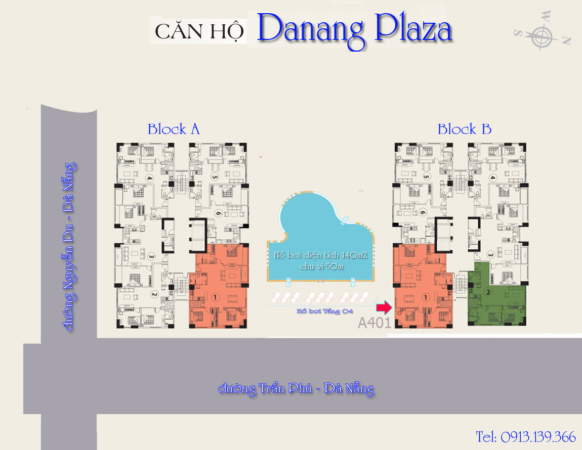 Bán căn hộ Danang Plaza 3 Phòng ngủ DT 130m2